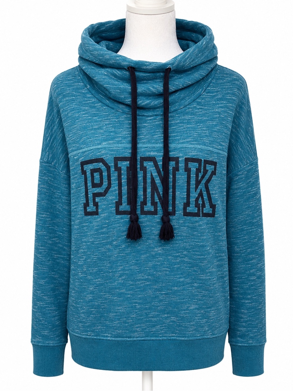 PINK Victoria's Secret Teal Cowl Neck Sweatshirt with Drawstring Size: S